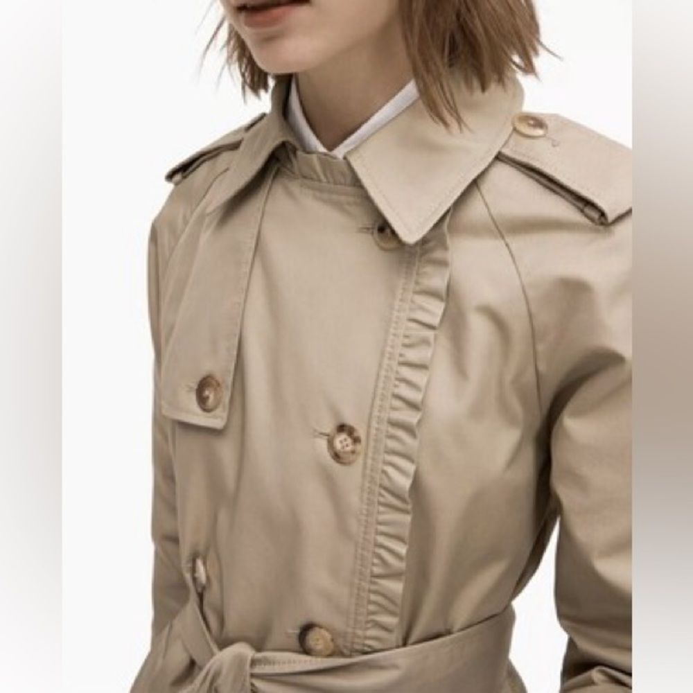 NWT $498 KATE SPADE Ruffle Trim trench coat - Picture 3 of 9